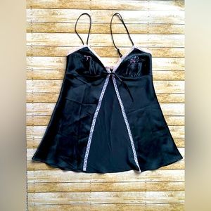 Victoria’s Secret Black Pink Lace Chemise Slip Lingerie
